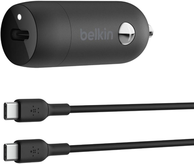 Автомобільний зарядний пристрій Belkin BoostCharge 30W USB-C + USB-C Cable Black (CCA004BT1MBK-B6)