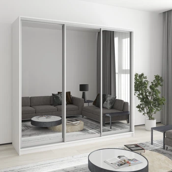 Шкаф-купе трехдверный MebelStar Комбо AL 3 Зеркала 220x45x210 см Аляска белая (MBS-3242)