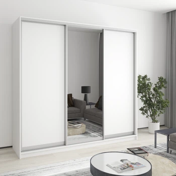 Шкаф-купе трехдверный MebelStar Стандарт AL 2ДСП/Зеркало 220x60x210 см Аляска белая (MBS-2900)