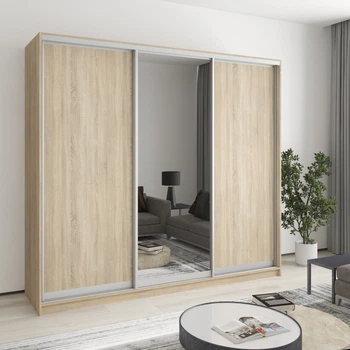 Шафа-купе тридверна MebelStar Стандарт AL 2ДСП/Дзеркало 230x60x210 см Дуб сонома (MBS-2925)