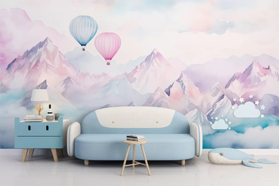 Фотообои флизелиновые Styleo Воздушные шары над горами w01786v1 Разные цвета 300х200 см