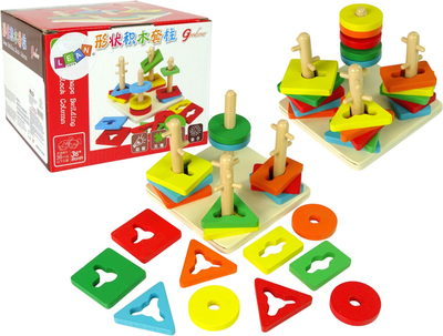 Zestaw drewnianych klocków Lean Toys Układanka zręcznościowa edukacyjna (5904204759434)