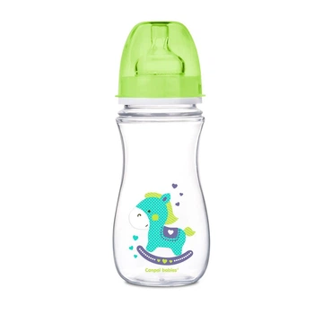 Бутылка с широким отверстием антиколиковая Easystart Цветные зверьки 300 мл Canpol babies Зеленая (5903407352046)