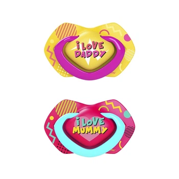 Набор пустышек силиконовых симметричных NEON LOVE 2 шт. Розовых Canpol babies 0-6 мес (5901691843813)