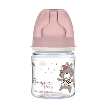 Бутылка антиколиковая с широким отверстием 120 мл PP Easystart Bonjour Paris Canpol babies Розовая (5901691844360)