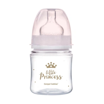 Бутылка антиколиковая с широким отверстием 120 мл PP Easystart Royal baby Canpol babies Розовая (5901691844407)