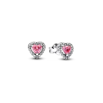 Срібні сережки Pandora Розове серце ( 298427C02) Пандора