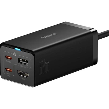 Сетевое зарядное устройство Baseus GaN5 Pro Desktop Fast Charger 1USB+2Type-C+HDMI 67W with 1.5m Power Cord CCGP110201 Black