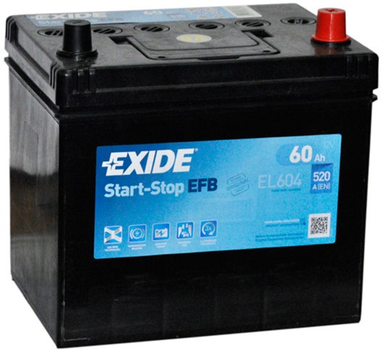 Автомобильный аккумулятор Exide EFB 6СТ-60 (EL604) 60 Ач (-/+) Asia 520 А (EL604)