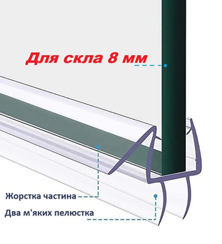 Уплотнитель двери душевой кабины (стекло 8мм, длина 1000 мм) стекло-пол HDL-206