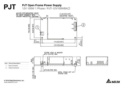 Блок живлення Delta з відкритим корпусом 24 В/4.17 А (PJT-24V100WBAA) Блок живлення Delta з відкритим корпусом 24 В/4.17 А (PJT-24V100WBAA)