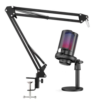 Микрофон ME6S + Стойка, USB конденсаторный для ПК с RGB подсветкой