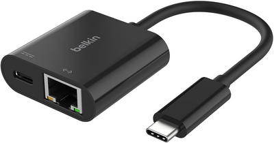 Adapter Belkin USB Type-C - Ethernet RJ-45 with PD 100W 0.13 m Black (INC019BTBK)