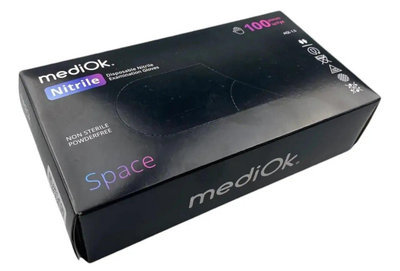 Перчатки MediOk нитриловые неопудренные Space черные L (100 шт/уп)