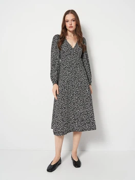 Платье на запах миди осеннее женское Monki 1135446 34 Черное (KAY2000001631072)