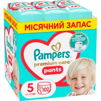 Подгузники Pampers Premium Care Pants Junior Розмір 5 (12-17 кг) 102 шт (8700216829380)