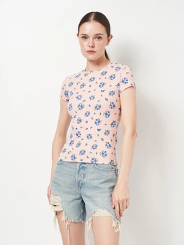 Футболка хлопковая женская Monki 0499605_голуб.цв XS Розовая (KAY2000001632666)