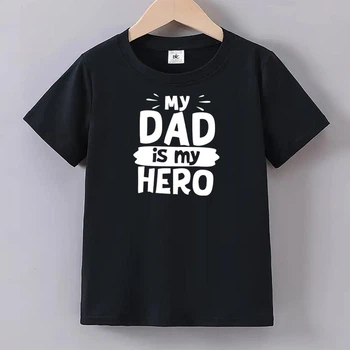 Детская футболка для мальчика черная с принтом "My dad is my hero" fdm1292 3-4р. 104см.