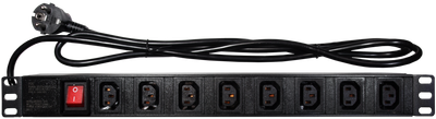 Подовжувач IPS до серверної шафи RACK 8x IEC C13 19" MRC19-PDU-1U-8xIECC13-SW (5902135133507)