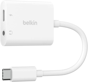 Адаптер Belkin RockStar USB Type-C - mini-Jack 3.5 mm with PD 60W 0.15 м White (NPA004BTWH)