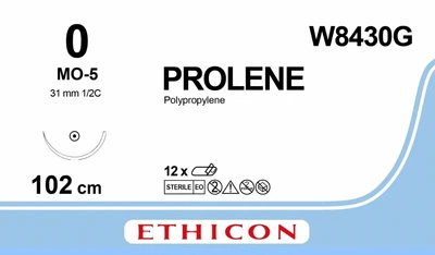 Пролен Ethicon синий 100 см M3.5 USP0 одна игла MO-5 31 мм 1/2 круга (W8430G)