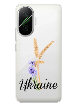 Xiaomi Poco F7 прозорий силіконовий чохол iSwag з українським дизайном - Українські волошки та пшениця (ISXPF7-85)