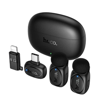 Беспроводная микрофонная система HOCO L19 Graceful dual-mic (iP/Type-C) Black