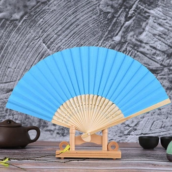 Бамбукове класичне віяло Hand Held Fan Blue