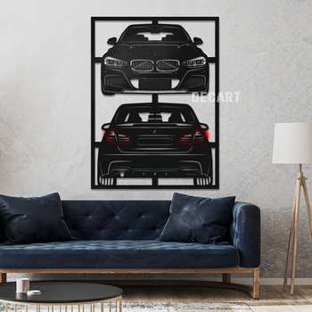 Декоративное панно на стену в кухню, гостиную, спальню BMW f30 (382i) 2014 90х67 см (без подсветки)