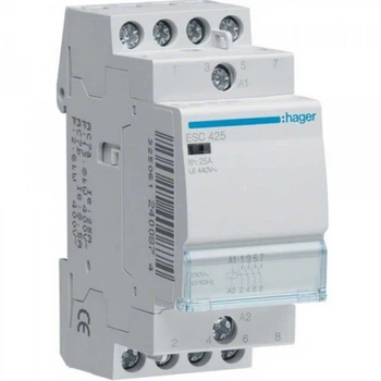 Контактор модульный Hager 4p 25A 4NO 230B AC ( ESC425 )