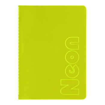Книга записна NEON, А5, 80 аркушів, клітинка, зшита обкладинка PVC, жовта