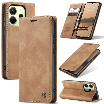 Чехол книжка с магнитом Xiaomi Redmi Note 14 (версия EU) CaseMe Brown (43225-30)