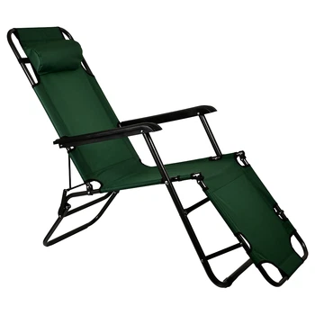 Кресло-шезлонг с подушкой Stenson MH-3068L-1, 178×60×80 см, зеленый – раскладное для дачи и сада.