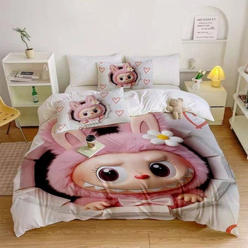 Постельное белье 3D полуторное из микросатина Labubu №3 31452 150х215 см 70х70 см