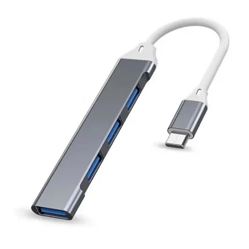 USB-хаб USB 3.0 Type-C на 4 порти: 1 x USB 3.0 та 3 x USB 2.0, алюмінієвий корпус, графітовий