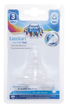Соска силиконовая к бутылочкам с широким отверстием EasyStart быстрая 1 шт Canpol Babies (5903407217222)