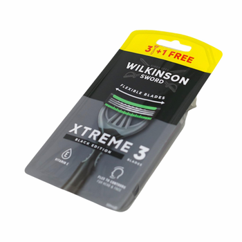 Станки для бритья одноразовые мужские Wilkinson Sword Extreme Black, 3 лезвия, 3+1 шт