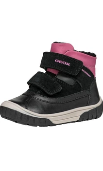 Детские зимние кожаные сапоги Geox Omar Waterproof 27р черно-розовые для девочки