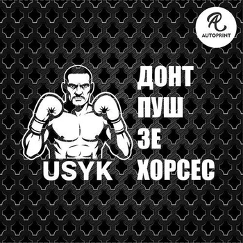 Наклейка на авто Oracal Донт пуш зе хорсес Не гони лошадей Усик боксер Белая 20х13см (SP003-2)