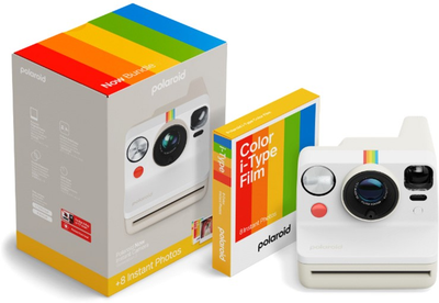 Aparat do natychmiastowego drukowania Polaroid Now Generation 3 Pebble White + zestaw kolorowych filmów (8 zdjęć) (9120134283122)