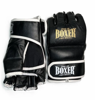 Перчатки для смешанных единоборств MMA "NEW" из кожвинила Boxer XL черные
