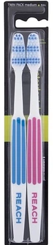 Зубная щетка средней жесткости, синяя + розовая - Listerine Reach Interdental 2шт (1213761-666943488-2)
