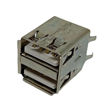 Гнездо USB "AF" двойное, монтажное на плату, прямое