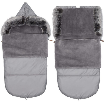Śpiworek Springos SB0045 4 w 1 z futerkiem do wózka gondoli na sanki 80 cm Szary (5907719442297)