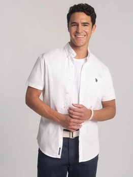 Рубашка хлопковая летняя мужская U.S. Polo Assn 11A628-VT00A(Optic White) XL Белая (786660268898)