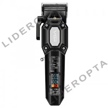 Акумуляторна машинка для стрижки VGR V-600 Black з 6 насадками, регулятором висоти зрізу та LED-дисплеєм (45689-V-600 BLACK_587)