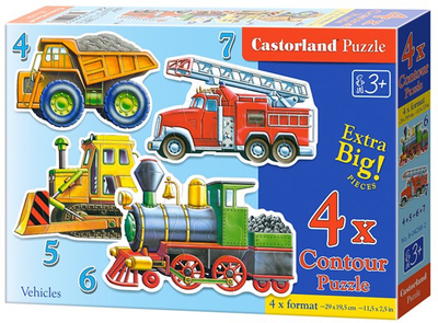 Zestaw puzzli Castorland 4w1 Maxi pojazdy 4 szt B-04256 (5904438004256)