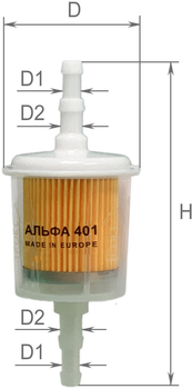 Фильтр топливный Alpha filter ВАЗ-2121, 2108, 2109 карбюратор, Москвич-412, 2140, Таврия (Альфа401)