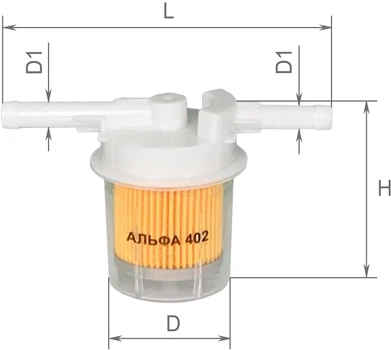 Фільтр паливний Alpha filter ВАЗ-2121, 2108, 2109 карбюратор, Москвич-412, 2140, ЗАЗ Таврія (Альфа402)