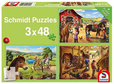 Zestaw puzzli Schmidt Spiele Konie 3 x 48 elementów 112942 (4001504565190)